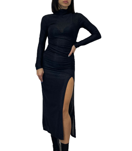 Μάξι φόρεμα λούρεξ (Μαύρο)