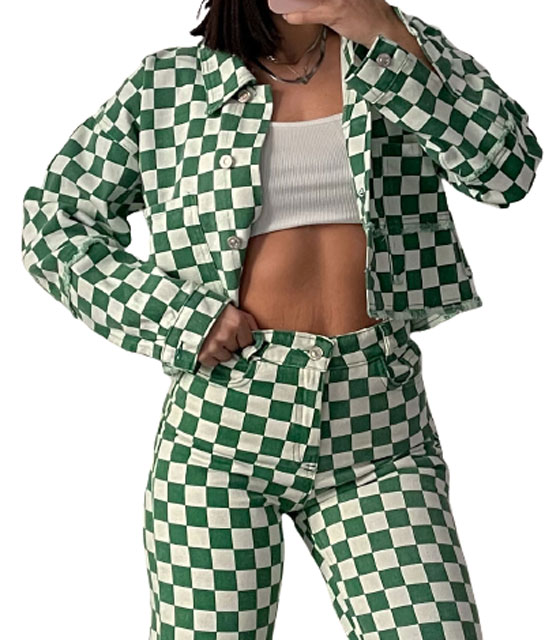 Jean jacket chess (Πράσινο)