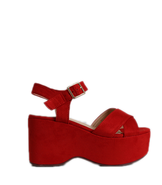 Πλατφόρμα χιαστή σουέτ (Κόκκινο) Παπούτσια