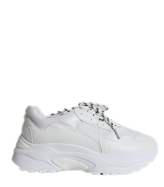Λευκό sneakers δίπατο με ασπρόμαυρα κορδόνια