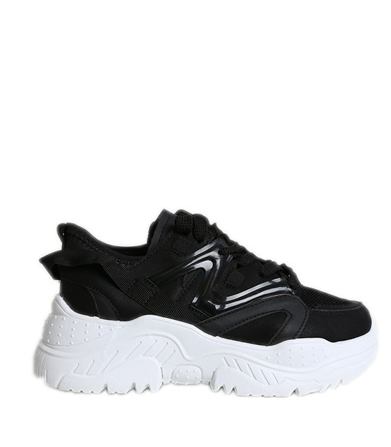 Μαύρο sneakers με λευκό πάτο και κορδόνια