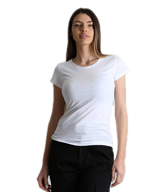 Λευκό t-shirt με λαιμόκοψη 9087